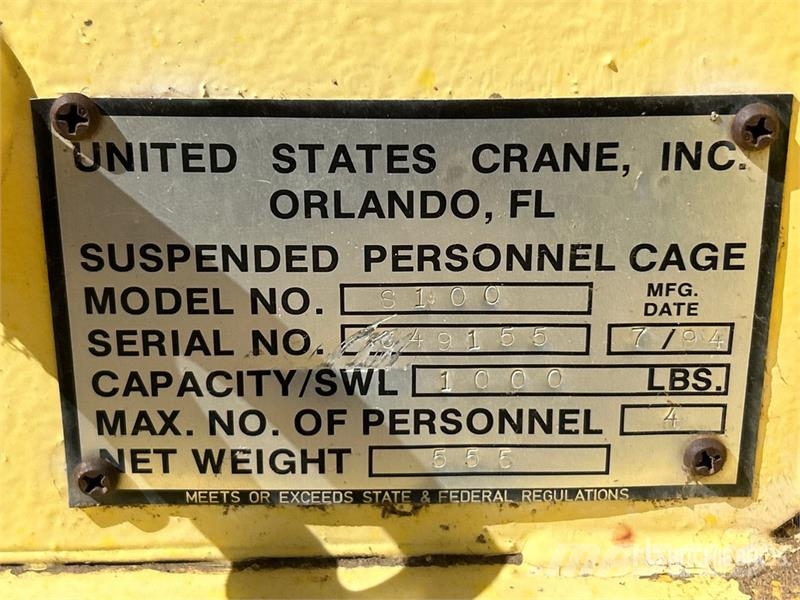 US Crane S-100 1000 lb Personnel Basket Used Personnel lifts and access elevators
