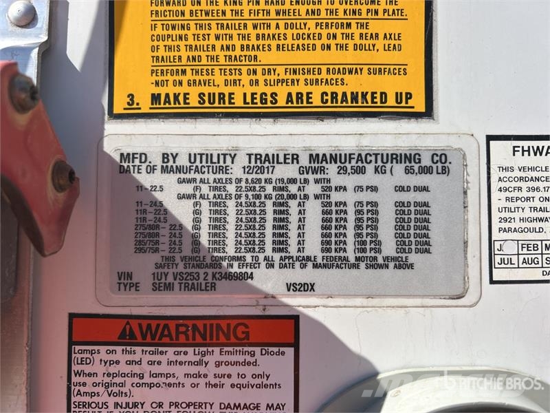 Utility 53 ft x 102 in T/A Van Trailer 厢式拖车