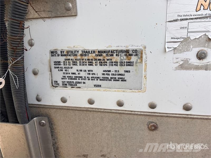 Utility 57 ft x 102 in T/A Van Trailer Reboques baú