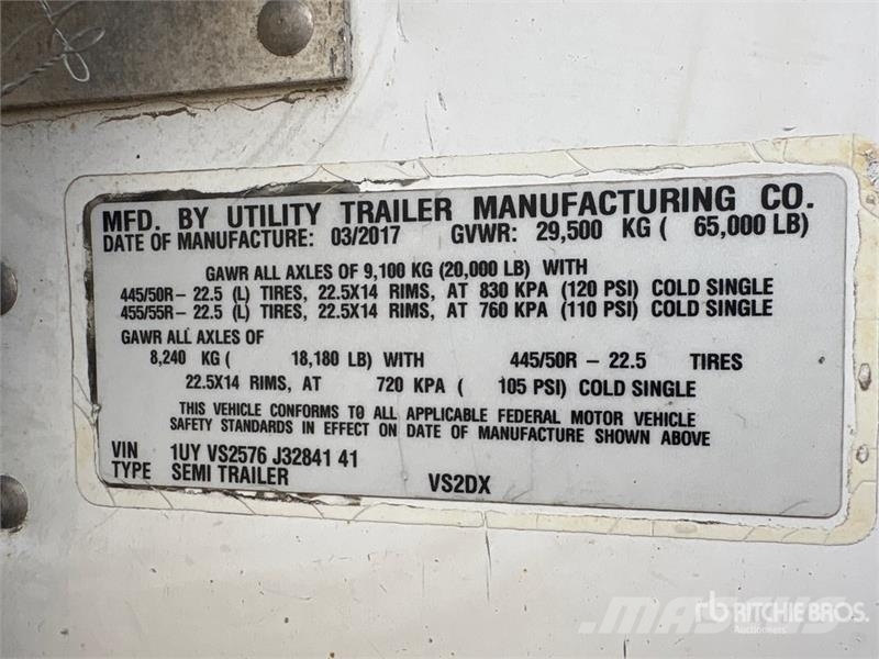Utility 57 ft x 102 in T/A Van Trailer Dengtos priekabos