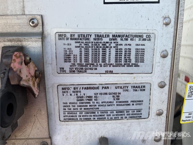 Utility VS1RA 29 ft S/A Refrigerated Trailer Hűtős félpótkocsik
