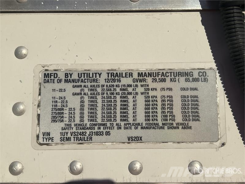 Utility VS2DX 厢式拖车