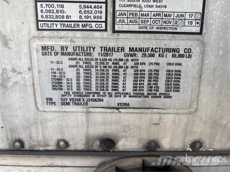 Utility VS2RA 48 ft x 102 in T/A Refrigerated Trailer 冷凍冷蔵トレーラー