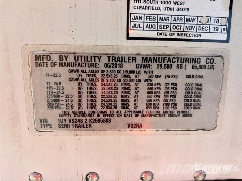 Utility VS2RA 48 ft x 102 in T/A Refrigerated Trailer Hűtős félpótkocsik