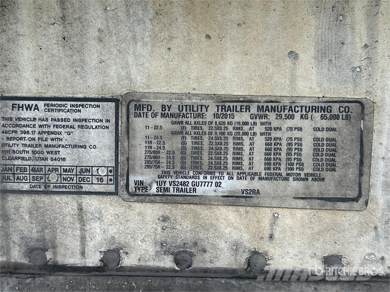 Utility VS2RA 48 ft x 102 in T/A Refrigerated Trailer Piekabes ar temperatūras kontroli