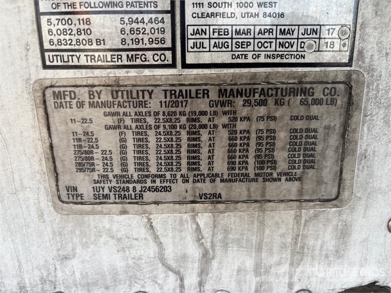 Utility VS2RA 48 ft x 102 in T/A Refrigerated Trailer 冷凍冷蔵トレーラー