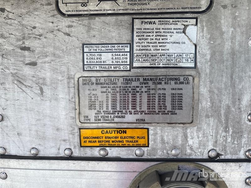 Utility VS2RA 48 ft x 102 in T/A Refrigerated Trailer Hladilne polprikolice