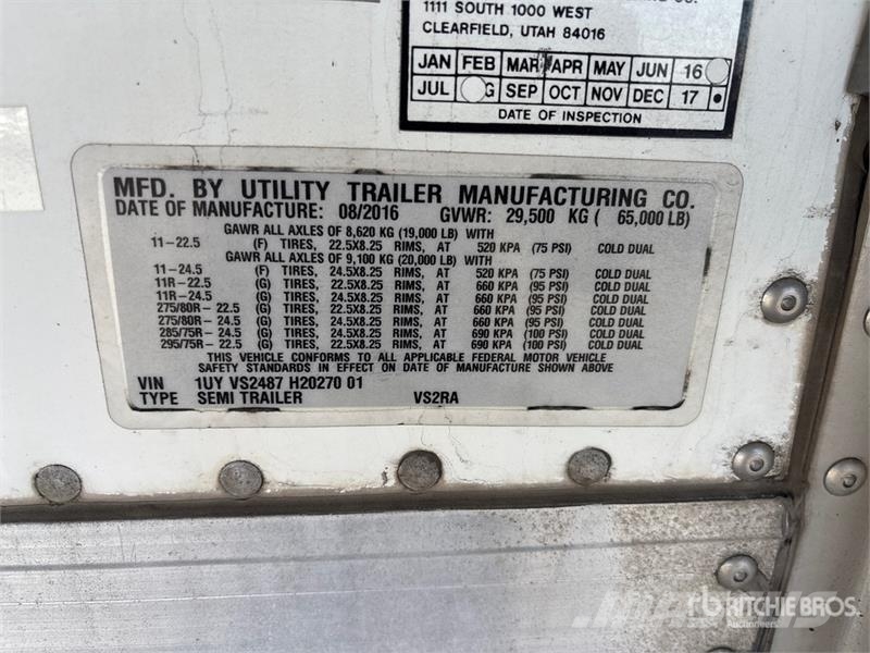 Utility VS2RA 48 ft x 102 in T/A Refrigerated Trailer 冷凍冷蔵トレーラー