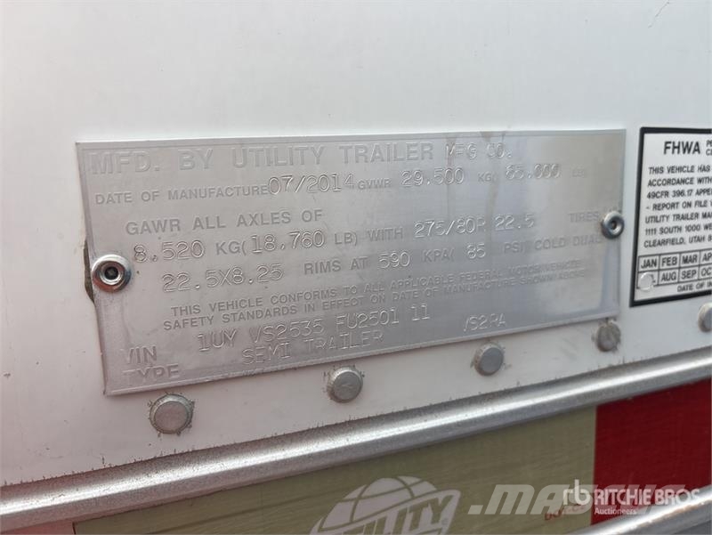 Utility VS2RA 53 ft x 102 in T/A Refrigerated Trailer 控溫式半拖車