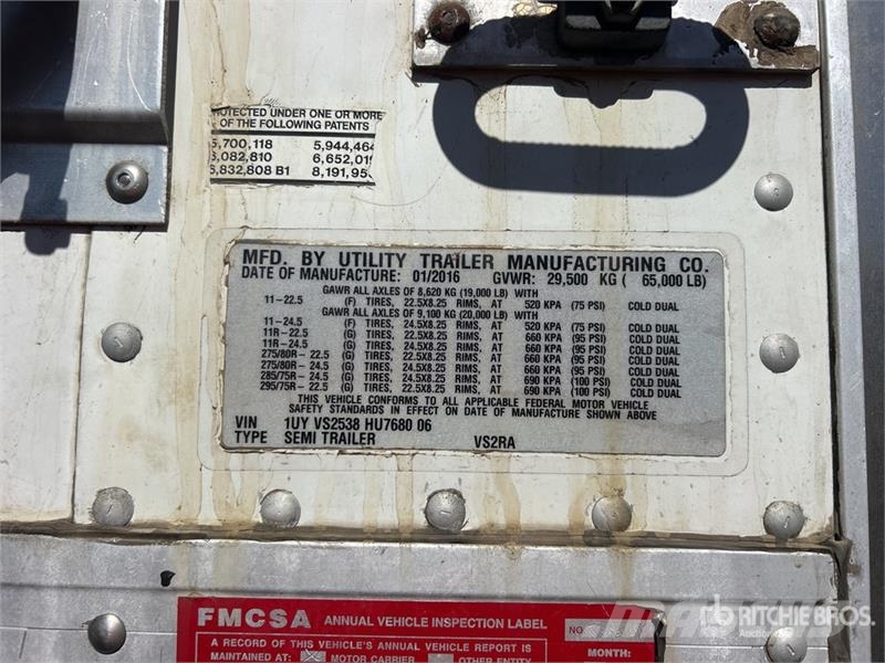 Utility VS2RA 53 ft x 102 in T/A Refrigerated Trailer Semi remorque frigorifique
