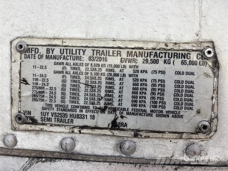Utility VS2RA 53 ft x 102 in T/A Refrigerated Trailer Piekabes ar temperatūras kontroli