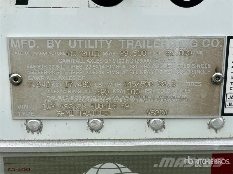 Utility VS2RA 53 ft x 102 in T/A Refrigerated Trailer 控溫式半拖車