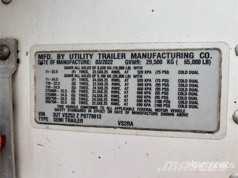 Utility VS2RA 53 ft x 102 in T/A Refrigerated Trailer Piekabes ar temperatūras kontroli