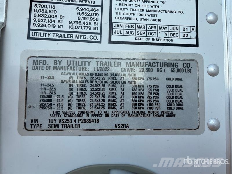Utility VS2RA 53 ft x 102 in T/A Refrigerated Trailer Frysetrailer Semi