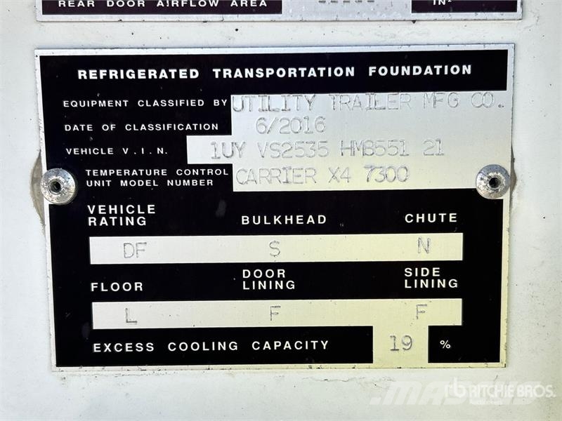 Utility VS2RA 53 ft x 102 in T/A Refrigerated Trailer Koel-vries opleggers