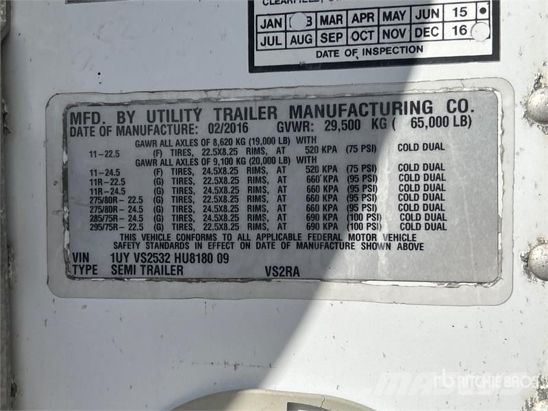 Utility VS2RA 53 ft x 102 in T/A Refrigerated Trailer 온도 조절식 세미 트레일러