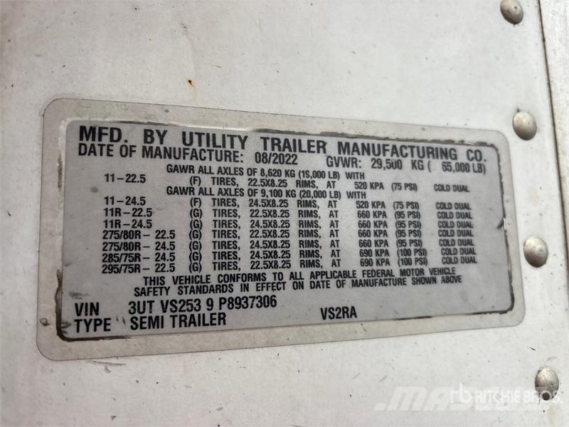 Utility VS2RA 53 ft x 102 in T/A Refrigerated Trailer Hladilne polprikolice
