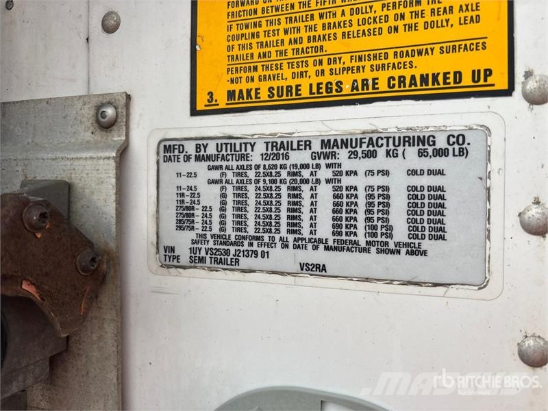 Utility VS2RA 53 ft x 96 in T/A Refrigerated Trailer Piekabes ar temperatūras kontroli