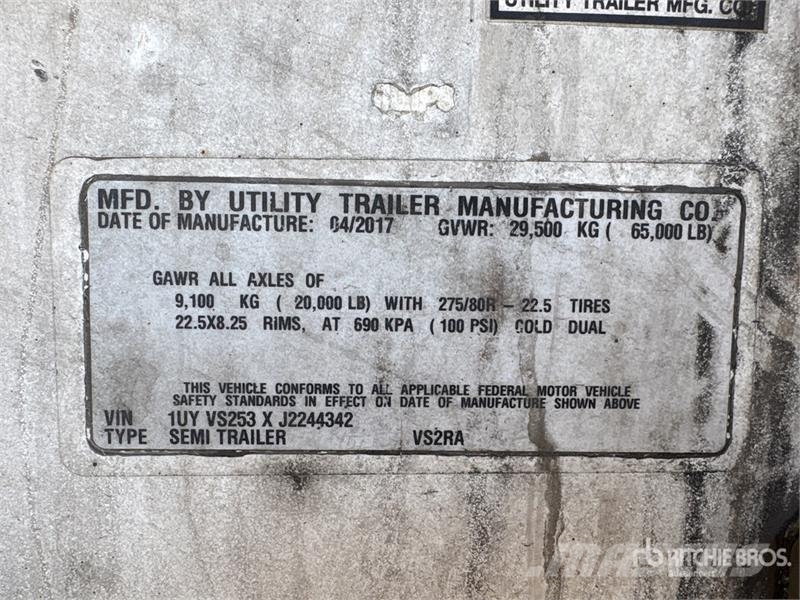 Utility VS2RA 53 ft x 102 in T/A Refrigerated Trailer Frysetrailer Semi