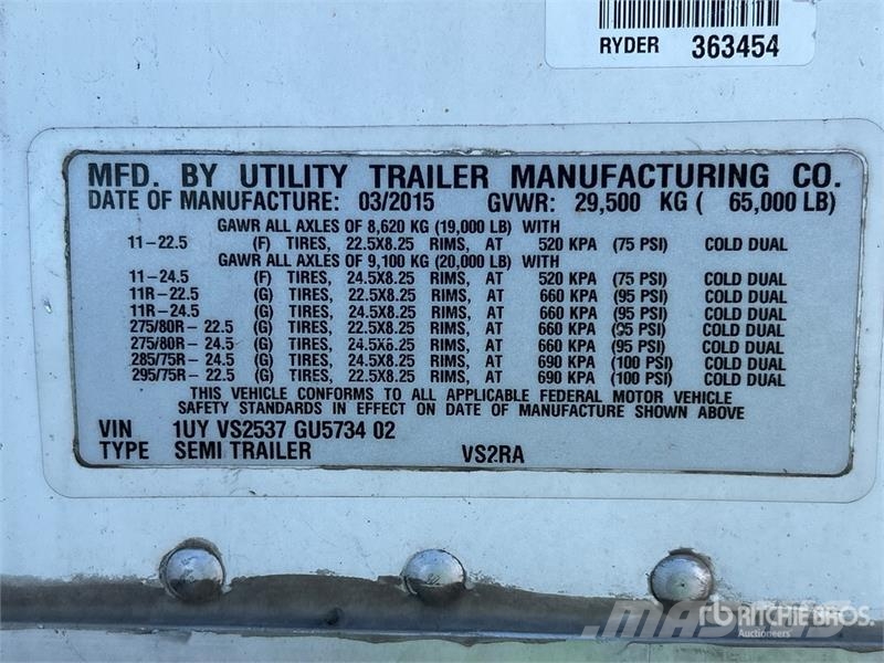 Utility VS2RA 53 ft x 102 in T/A Refrigerated Trailer Temperature controlled semi-trailers