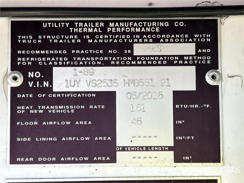 Utility VS2RA 53 ft x 102 in T/A Refrigerated Trailer Koel-vries opleggers