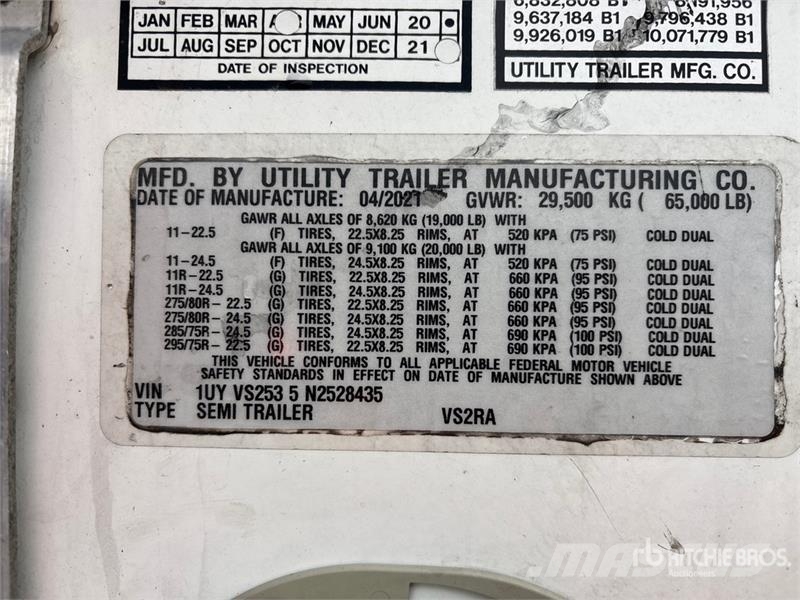 Utility VS2RA 53 ft x 102 in T/A Refrigerated Trailer Frigofrik çekiciler