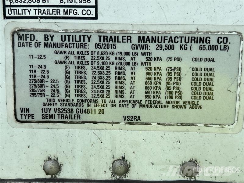 Utility VS2RA 53 ft x 102 in T/A Refrigerated Trailer 控溫式半拖車