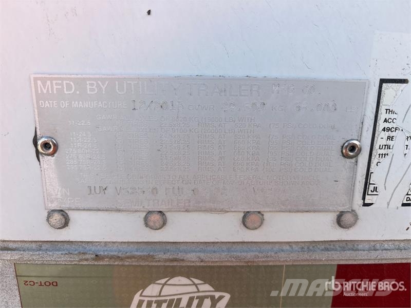 Utility VS2RA 53 ft x 102 in T/A Refrigerated Trailer Kylmä-/Lämpökoripuoliperävaunut