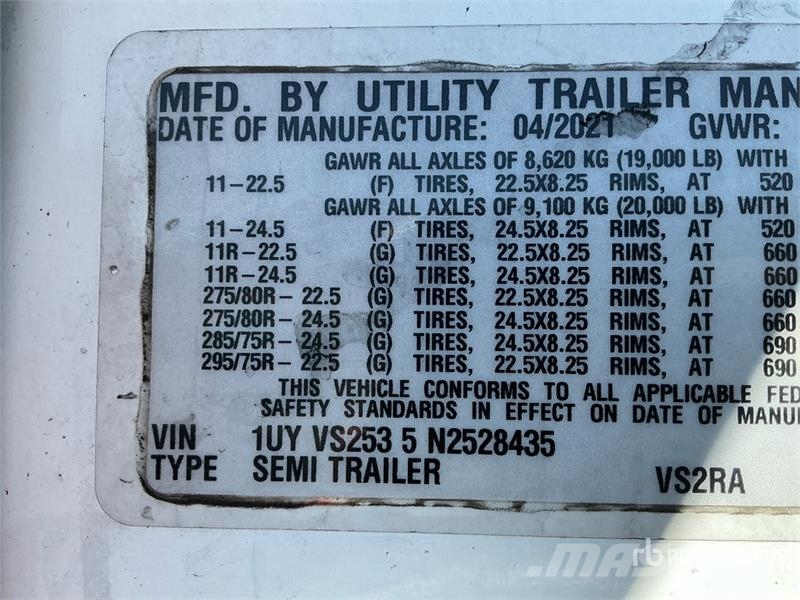 Utility VS2RA 53 ft x 102 in T/A Refrigerated Trailer Frigofrik çekiciler