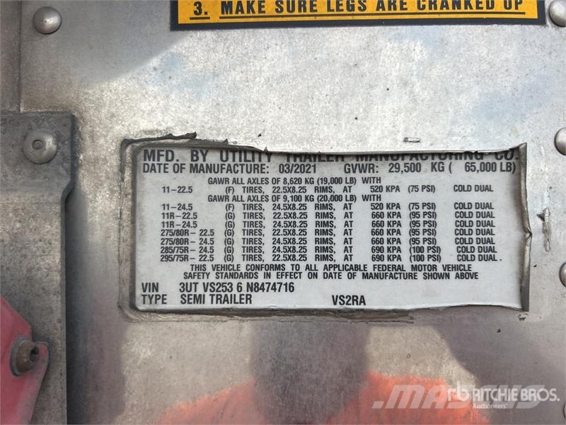 Utility VS2RA 53 ft x 102 in T/A Refrigerated Trailer Puspriekabės su izoterminiu kėbulu