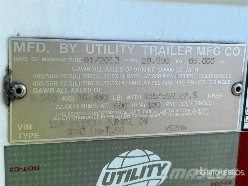 Utility VS2RA 53 ft x 102 in T/A Refrigerated Trailer 冷凍冷蔵トレーラー