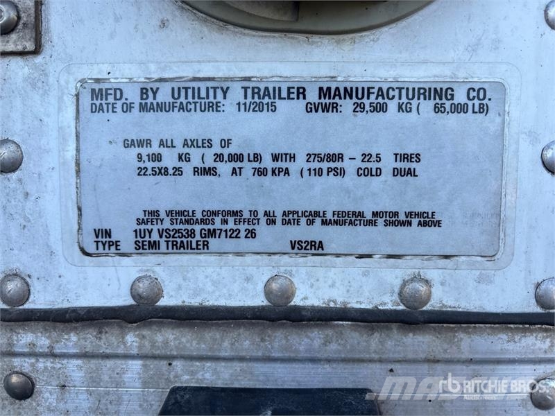 Utility VS2RA 53 ft x 102 in T/A Refrigerated Trailer Напівпричепи-рефрижератори