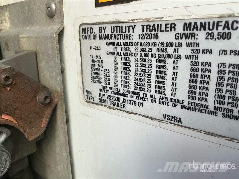 Utility VS2RA 53 ft x 96 in T/A Refrigerated Trailer Piekabes ar temperatūras kontroli