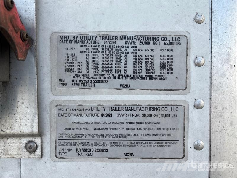 Utility VS2RA 53 ft x 102 in T/A Refrigerated Trailer Frysetrailer Semi