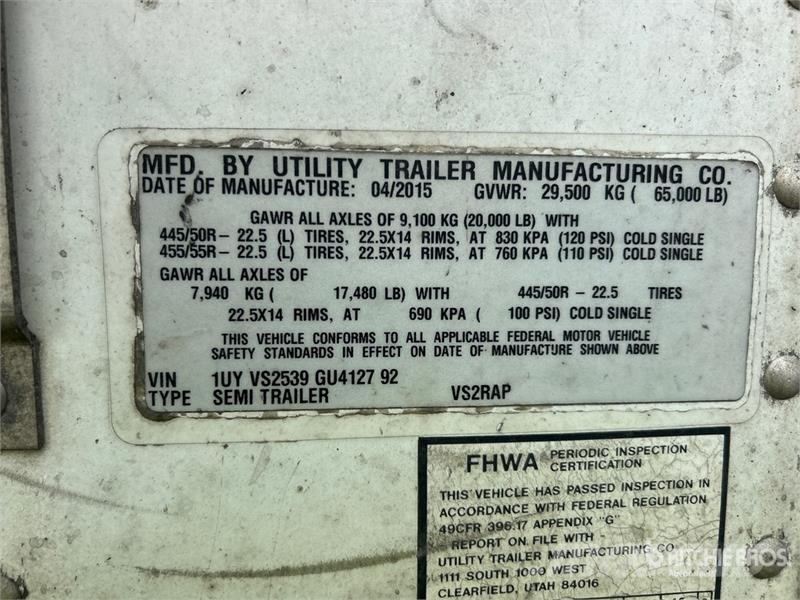 Utility VS2RAP 53 ft x 102 in T/A Refrigerated Trailer Piekabes ar temperatūras kontroli