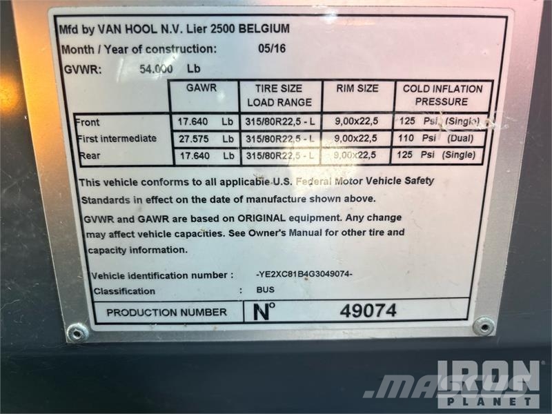Van Hool CX 45 6x4 56-Seat Coach Potovalni avtobusi