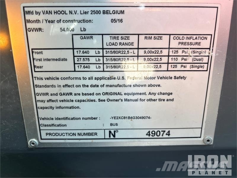 Van Hool CX 45 6x4 56-Seat Coach Potovalni avtobusi