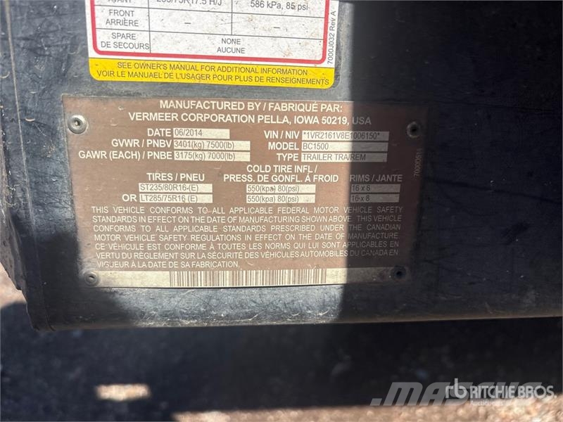 Vermeer BC1500XL Tow-Behind Wood Chipper Fliskuttere