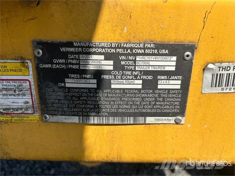 Vermeer BC700XL Tow-Behind Wood Chipper Broyeur de végétaux
