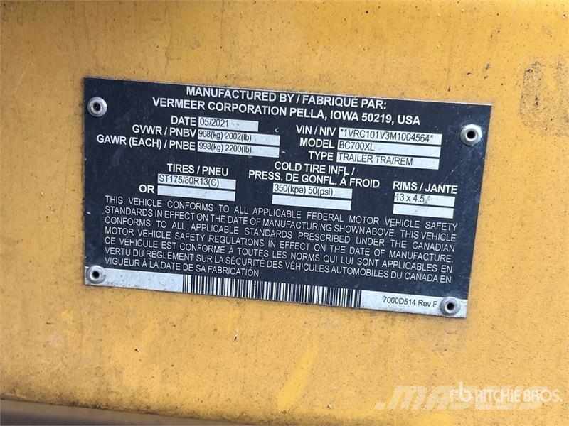 Vermeer BC700XL Tow-Behind Wood Chipper 톱밥제조기