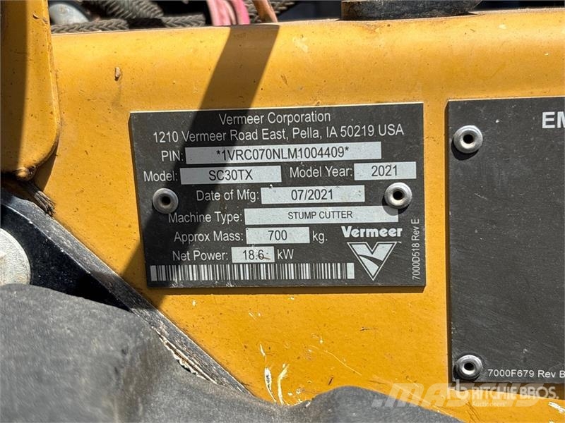Vermeer SC30TX Walk Behind Stump Grinder Motoreggen / Rototiller
