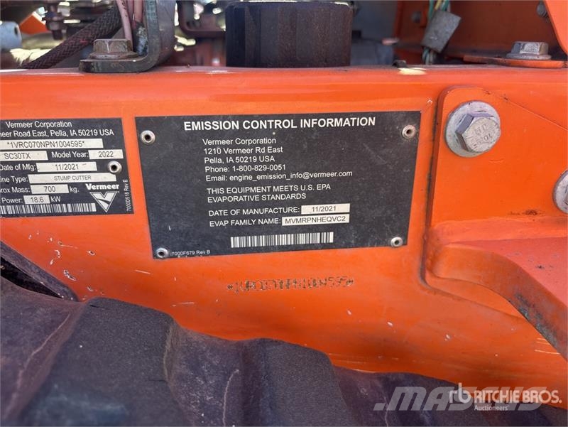 Vermeer SC30TX Walk Behind Stump Grinder Motoreggen / Rototiller