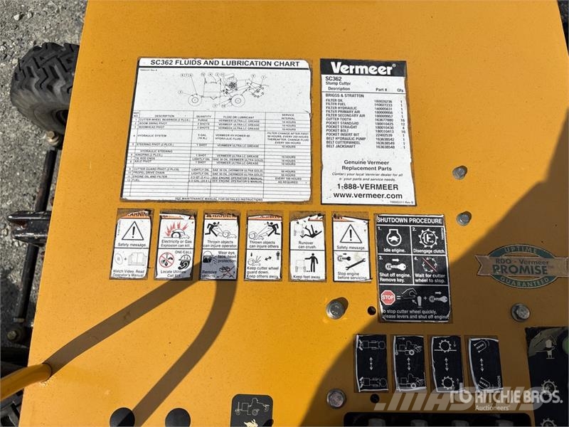 Vermeer SC362 4x2 Stump Grinder Motoreggen / Rototiller
