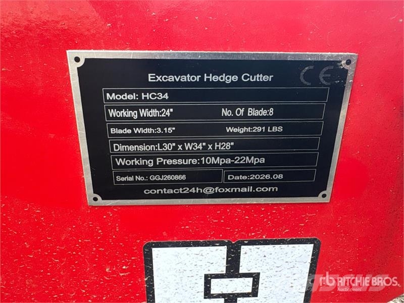 Vicsec VC-HC34 24 in Excavator Hedge Cutter (Unused) مكونات أخرى