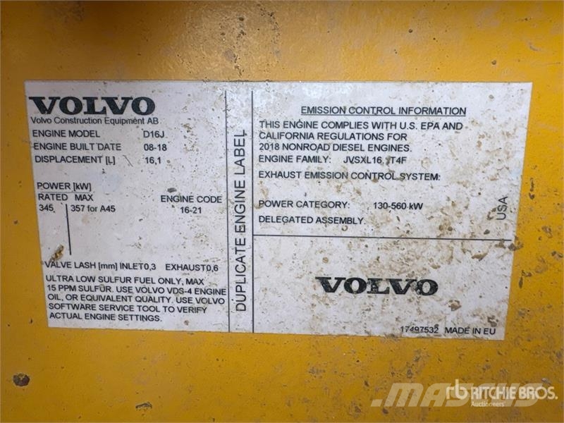 Volvo A45G Articulated Dump Truck Articulated Haulers