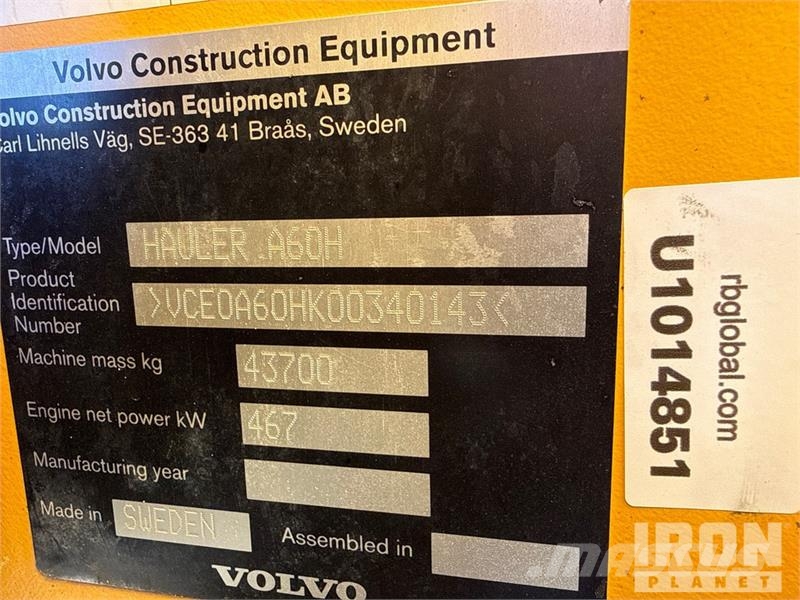 Volvo A60H Articulated Dump Truck 연결식 홀러