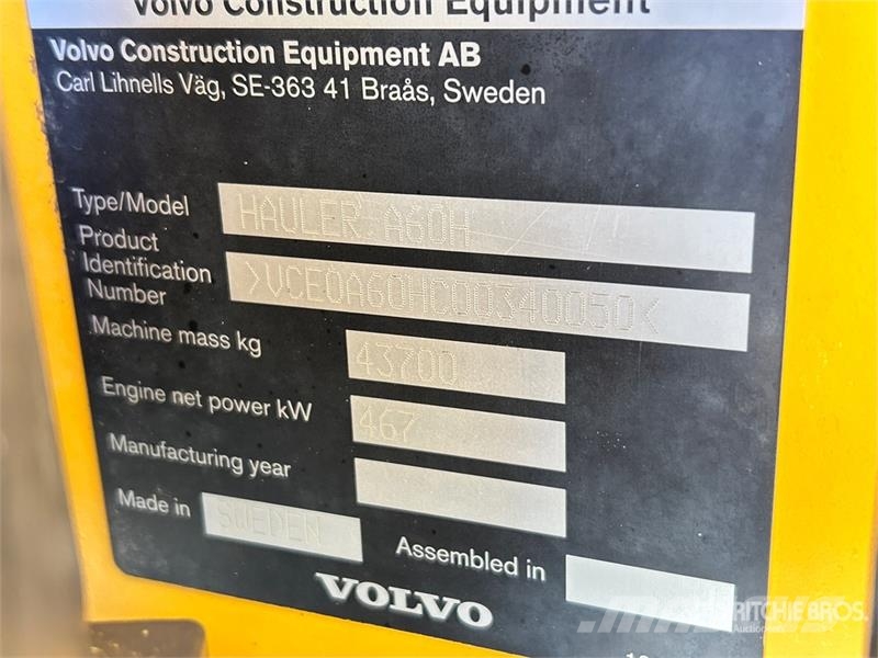 Volvo A60H Articulated Dump Truck 연결식 홀러