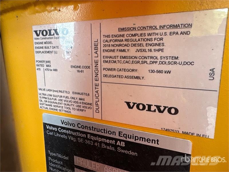 Volvo A60H Articulated Dump Truck Liigendraamiga pinnaseveokid