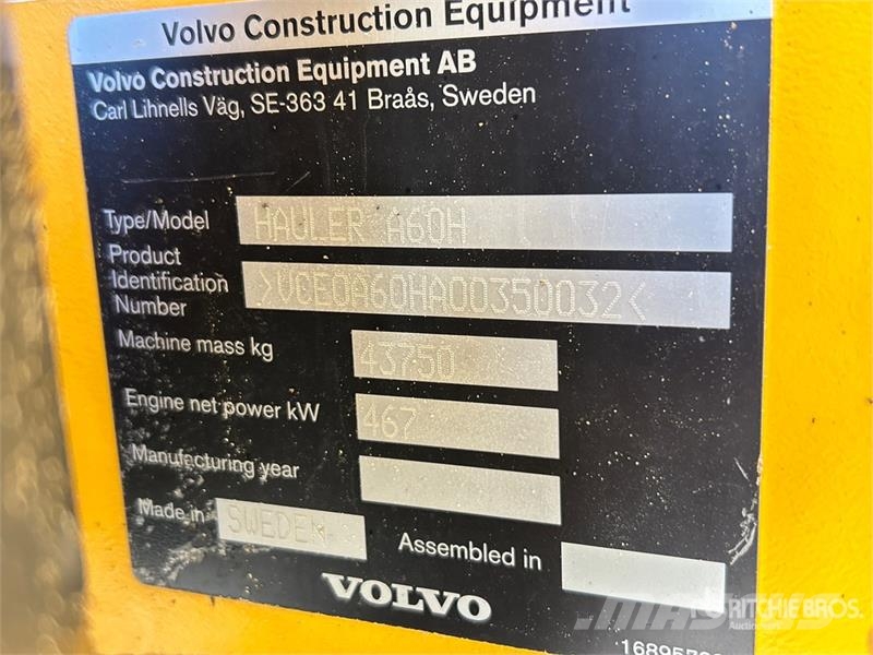 Volvo A60H Articulated Dump Truck 鉸接式起吊車