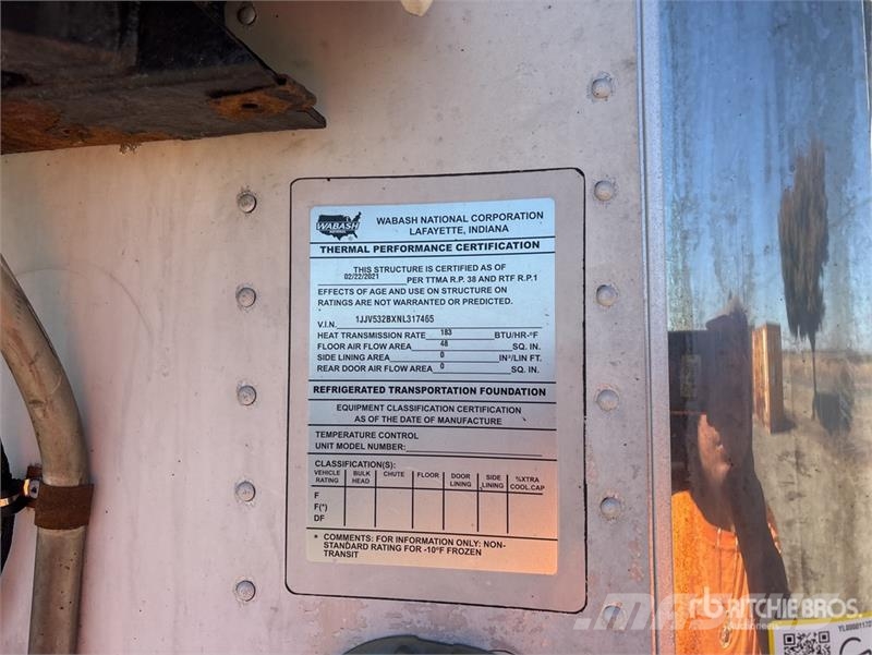 Wabash 53 ft T/A Refrigerated Trailer Piekabes ar temperatūras kontroli